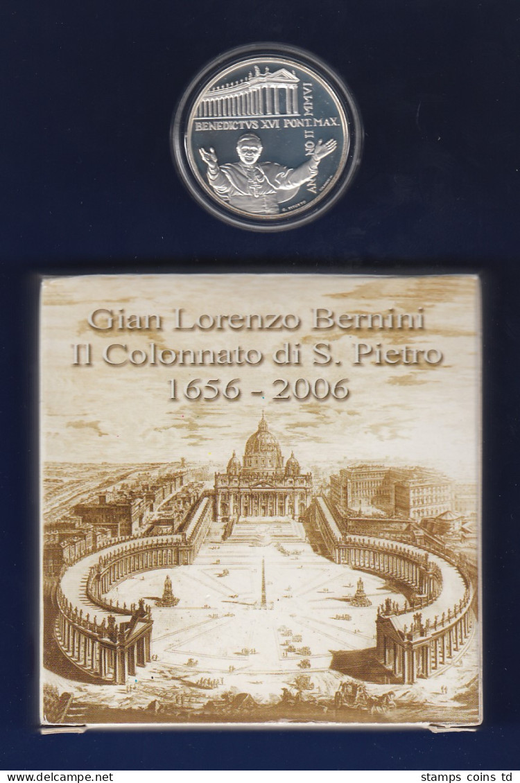 Vatikan 10 Euro Silber-Gedenkmünze 2006 Bernini Collonaden Petersdom OVP - Vaticano