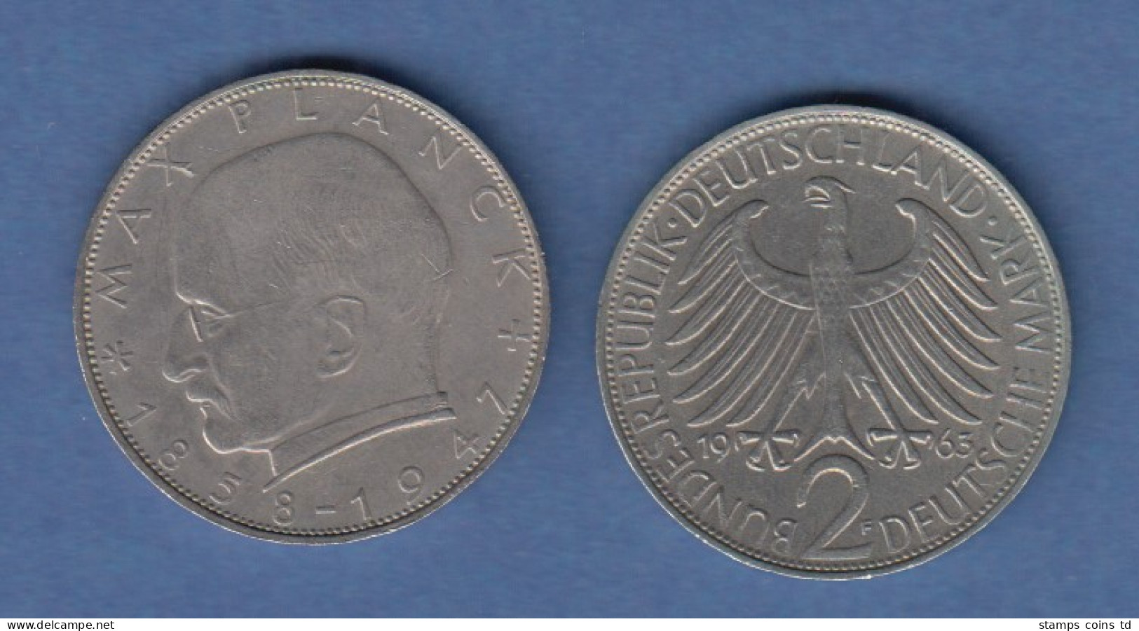 Bundesrepublik Kursmünze 2 Mark Max Planck 1963 F - Otros & Sin Clasificación