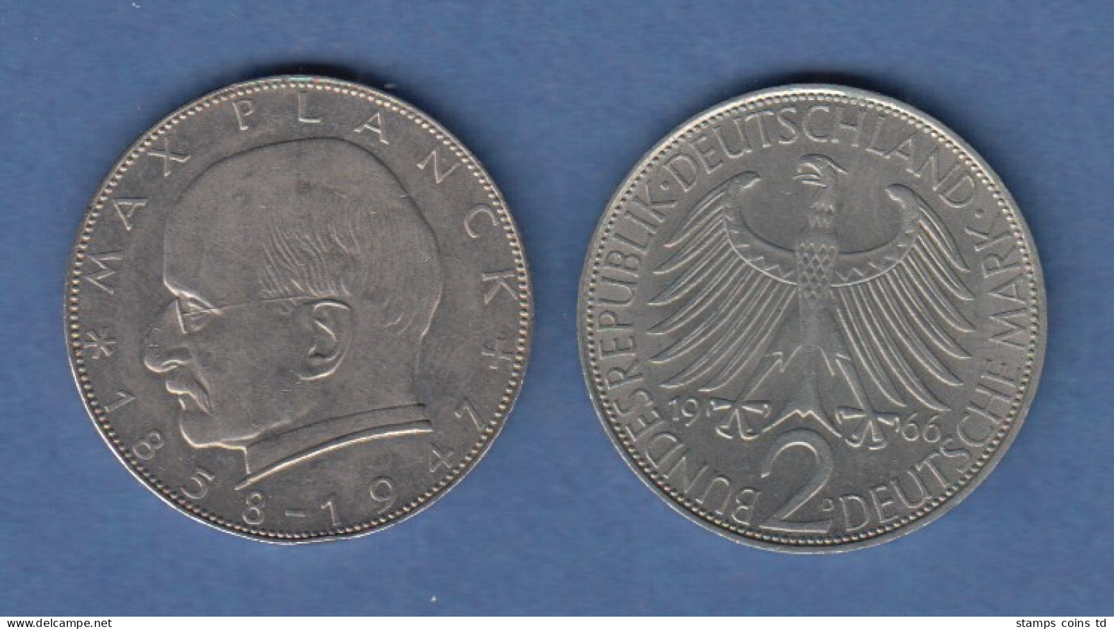 Bundesrepublik Kursmünze 2 Mark Max Planck 1966 D - Altri & Non Classificati