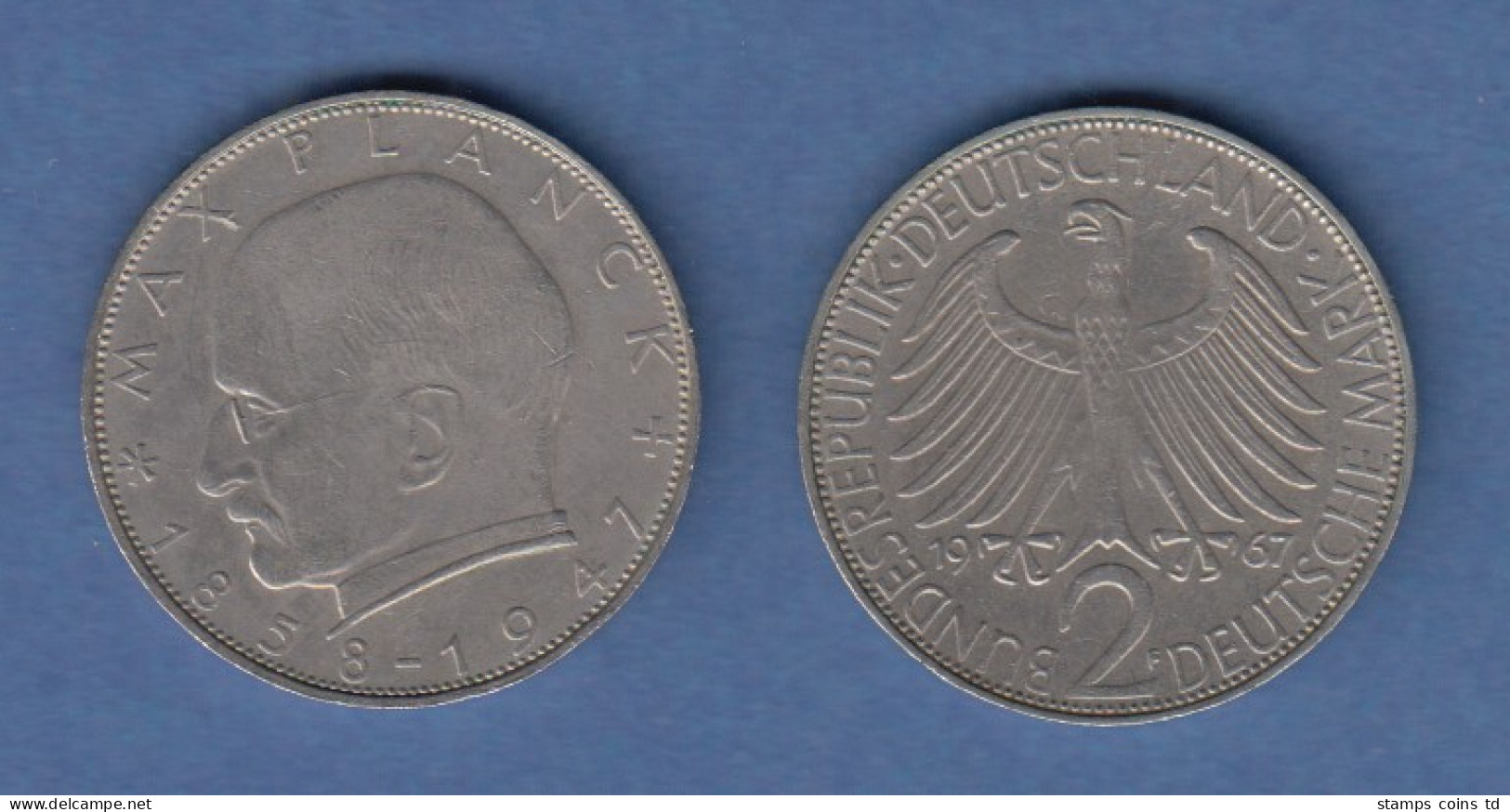 Bundesrepublik Kursmünze 2 Mark Max Planck 1967 F - Otros & Sin Clasificación