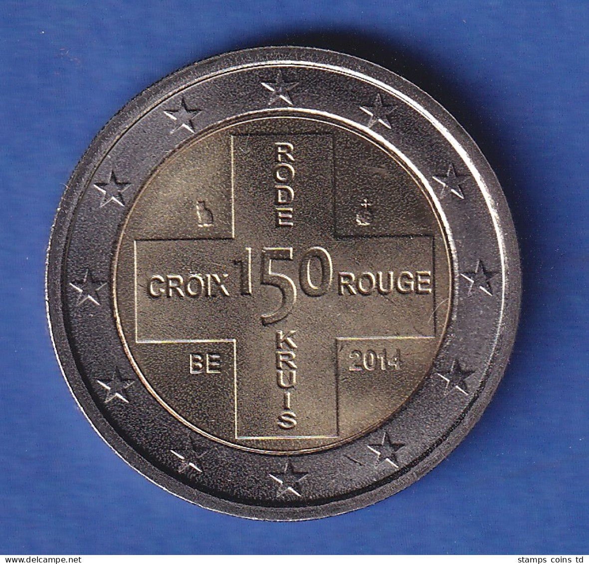 Belgien 2014 2-Euro-Sondermünze Rotes Kreuz Bankfr. Unzirk. - Autres & Non Classés