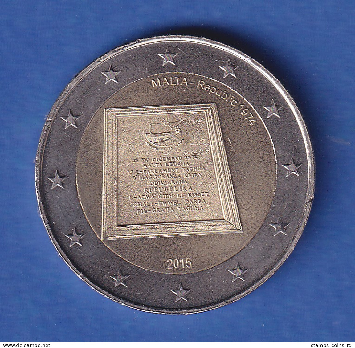 Malta 2015 2-Euro-Sondermünze Gedenktafel Bankfr. Unzirk.  - Malte