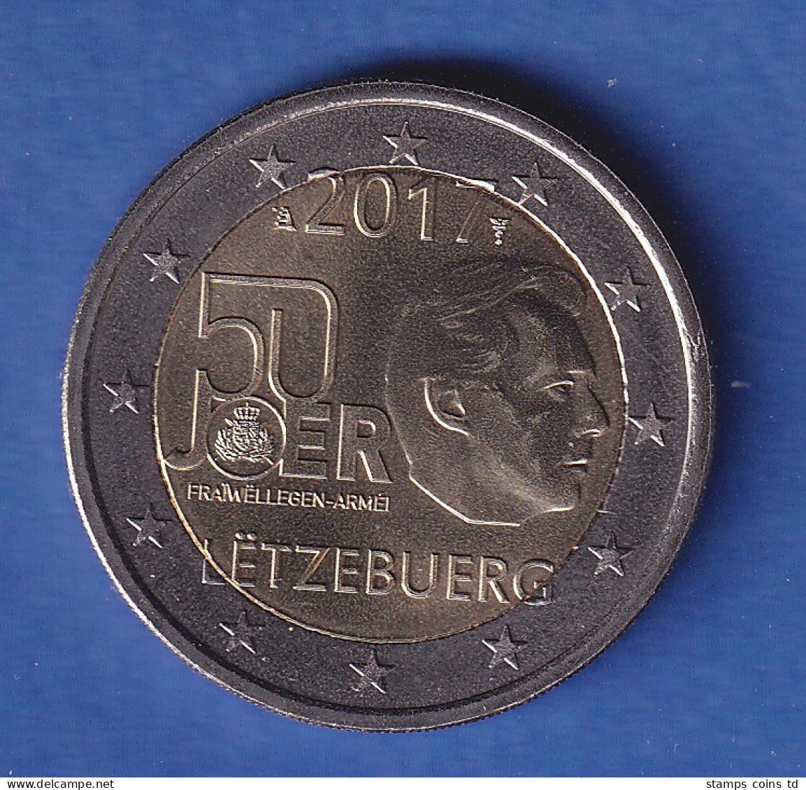 Luxemburg 2017 2-Euro-Sondermünze Wehrdienst Bankfr. Unzirk. - Luxemburgo