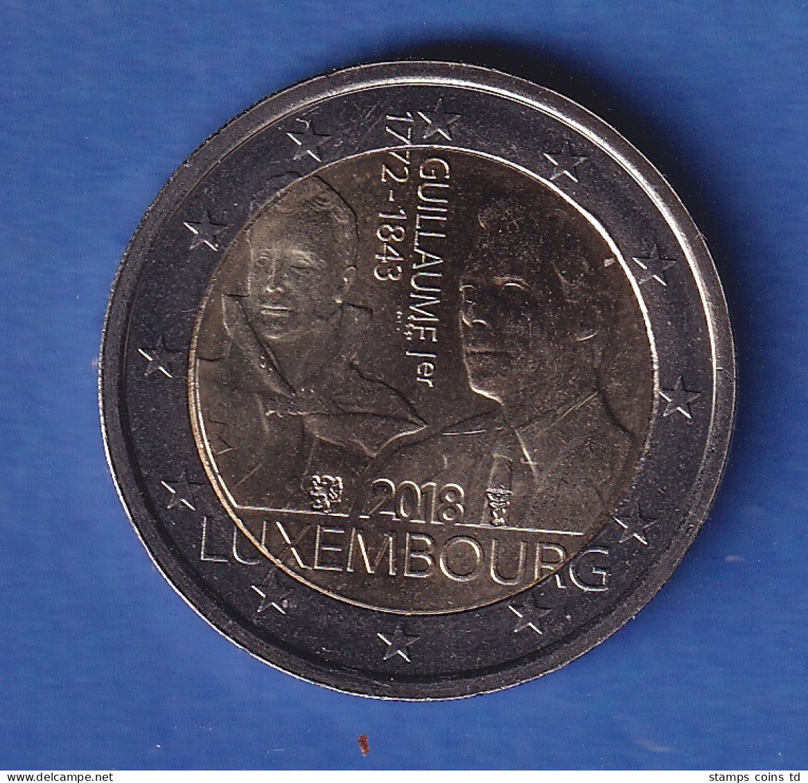 Luxemburg 2018 2-Euro-Sondermünze Großherzog Guillaume I. Bankfr. Unzirk.  - Luxembourg