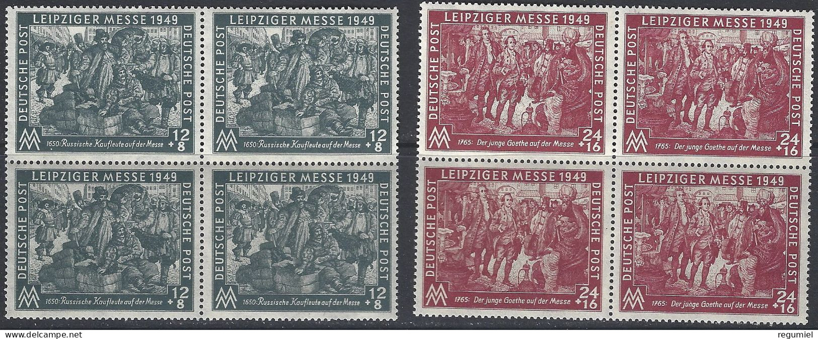 Alemania Zona Sovietica  57/58 ** MNH. 1949. Bloque De 4 - Ongebruikt