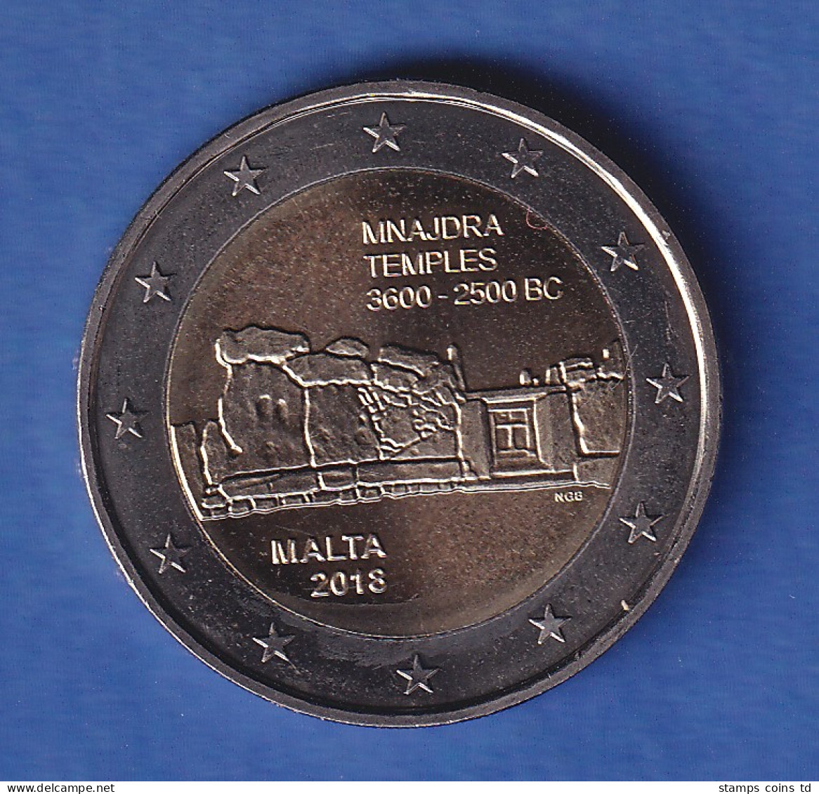 Malta 2018 2-Euro-Sondermünze Tempel Von Mnajdra Bankfr. Unzirk.  - Malte