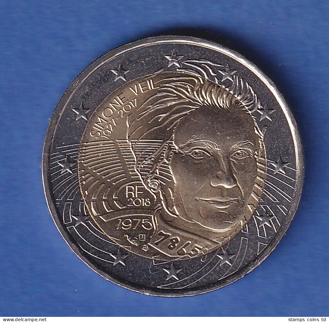 Frankreich 2018 2-Euro-Sondermünze Simone Veil Bankfr. Unzirk.  - Autres & Non Classés