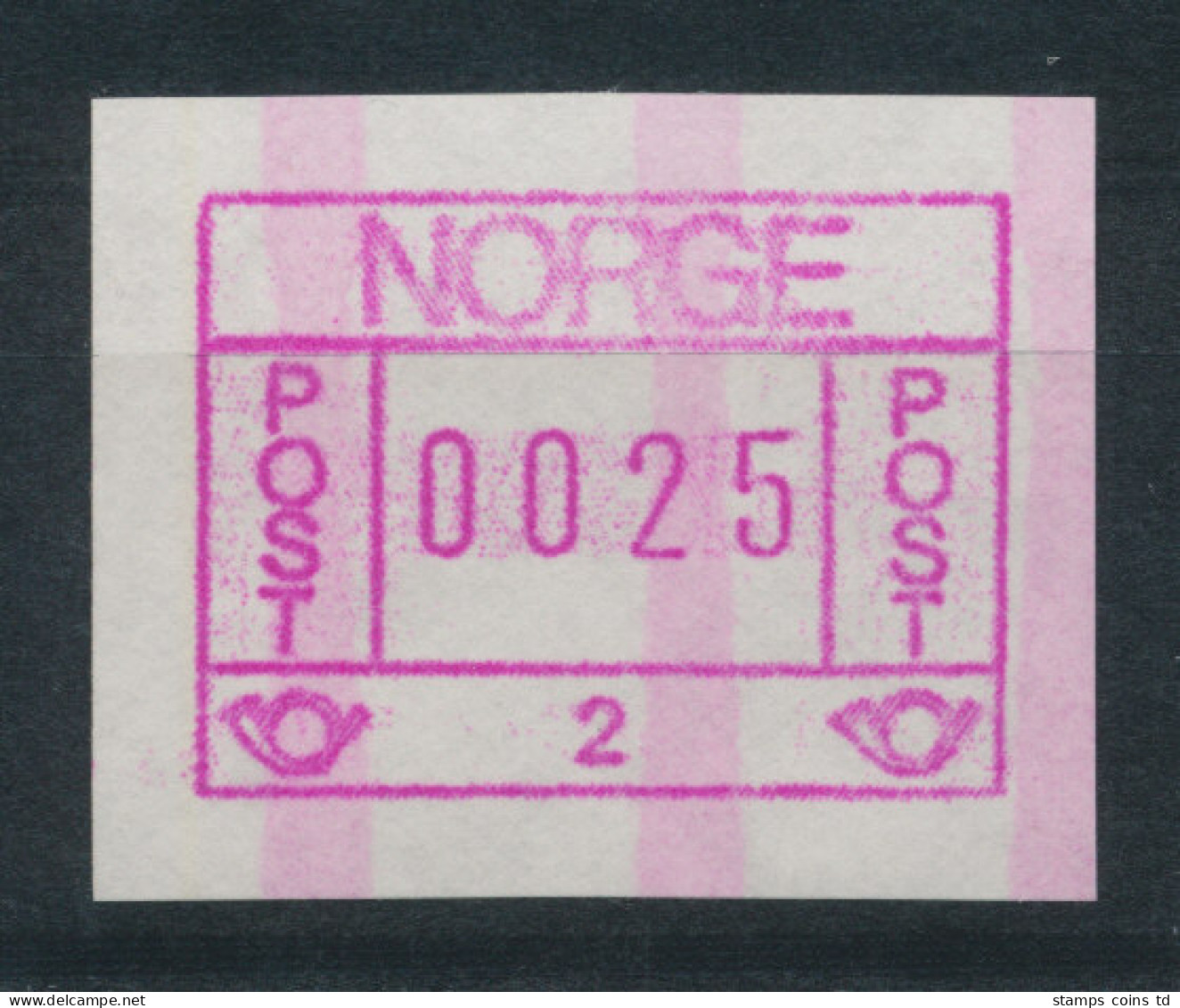 Norwegen Frama-ATM 1978,  Endstreifen-ATM 0025 Aus Automat 2 ** - Machine Labels [ATM]