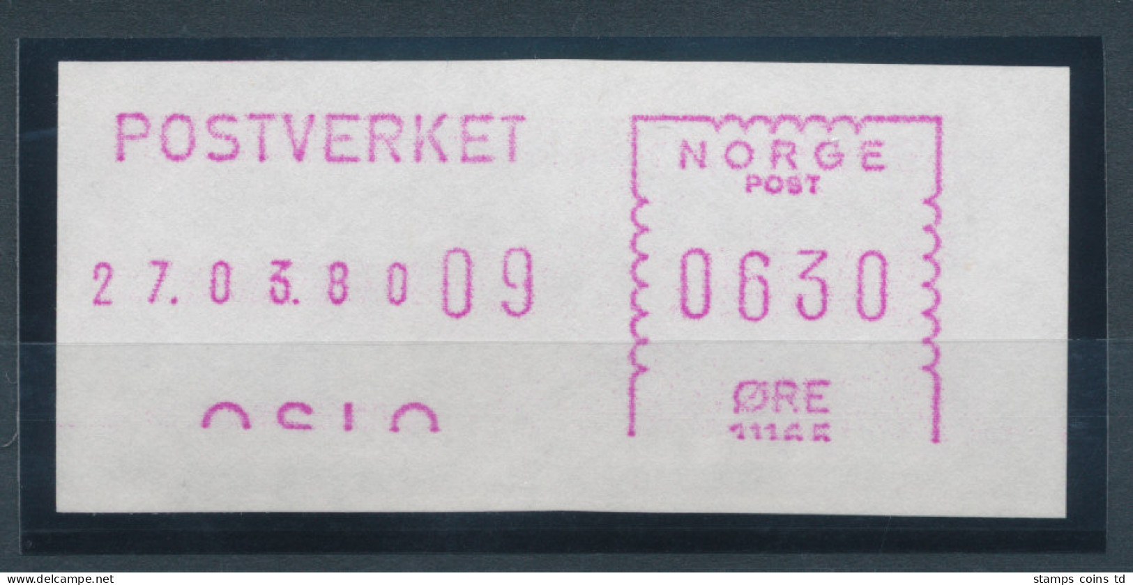 Norwegen Schalterfreistempel Von 1980, Lila, Wert 0630 Öre, Ohne Unterlinie  - Vignette [ATM]