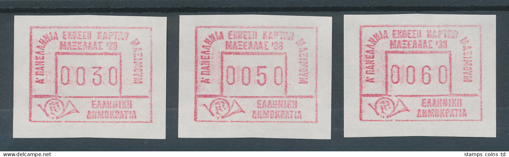 Griechenland: Frama-Sonder-ATM MAXHELLAS'88 Satz 30-50-60 Aus OA ** - Timbres De Distributeurs [ATM]