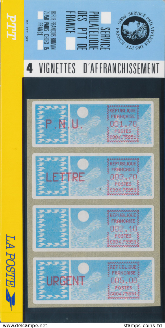 Frankreich ATM Taube C004.75951, VS-Satz 4 Werte 5.Tarif Spitze Ecken Lilarot - Other & Unclassified