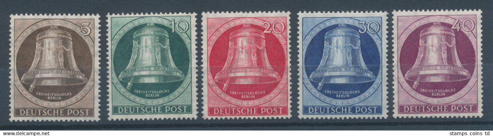 Berlin 1951, Glocke, Klöppel Links, Kpl. Satz Mi.-Nr.75-79 ** - Ungebraucht