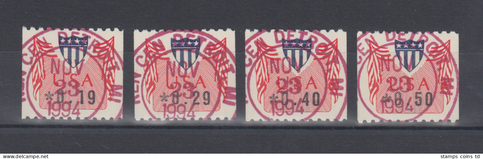 USA PMC Gard-Klüssendorf ATM, Satz 4 Werte,  Trockengummi,  ET-O 23.11.1994 - Other & Unclassified