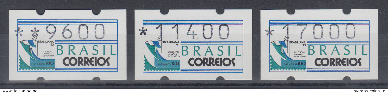 Brasilien ATM BRASILIANA'93, Mi.-Nr. 5, Satz 9600-11400-17000 ** - Franking Labels