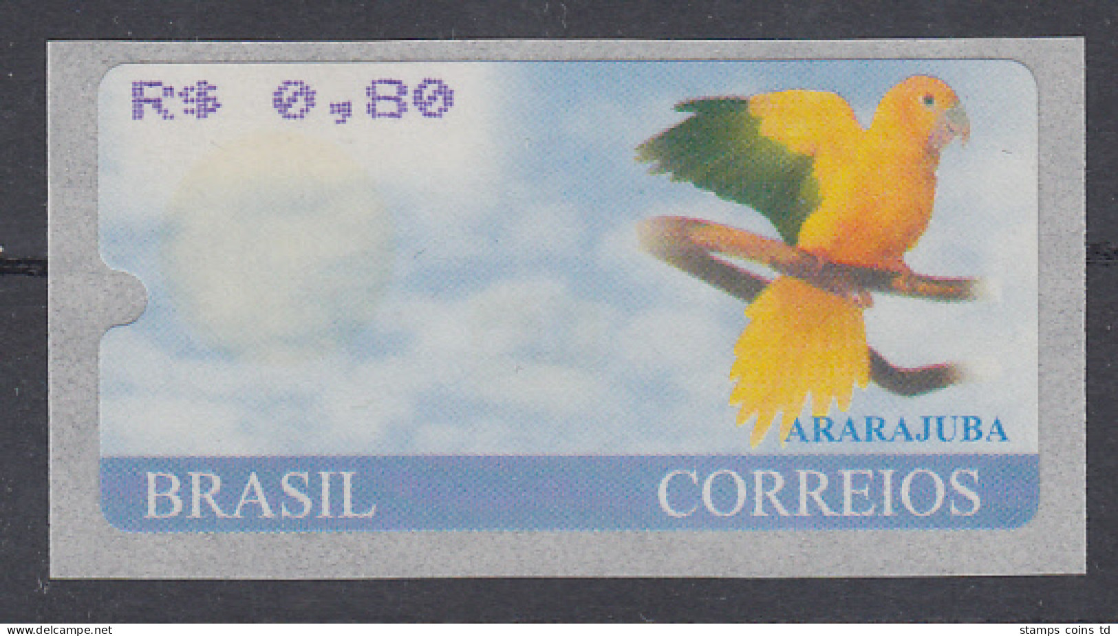 Brasilien ATM Ararajuba, Mi.-Nr. 8, Einzelwert R$ 0,80 ** - Automatenmarken (Frama)