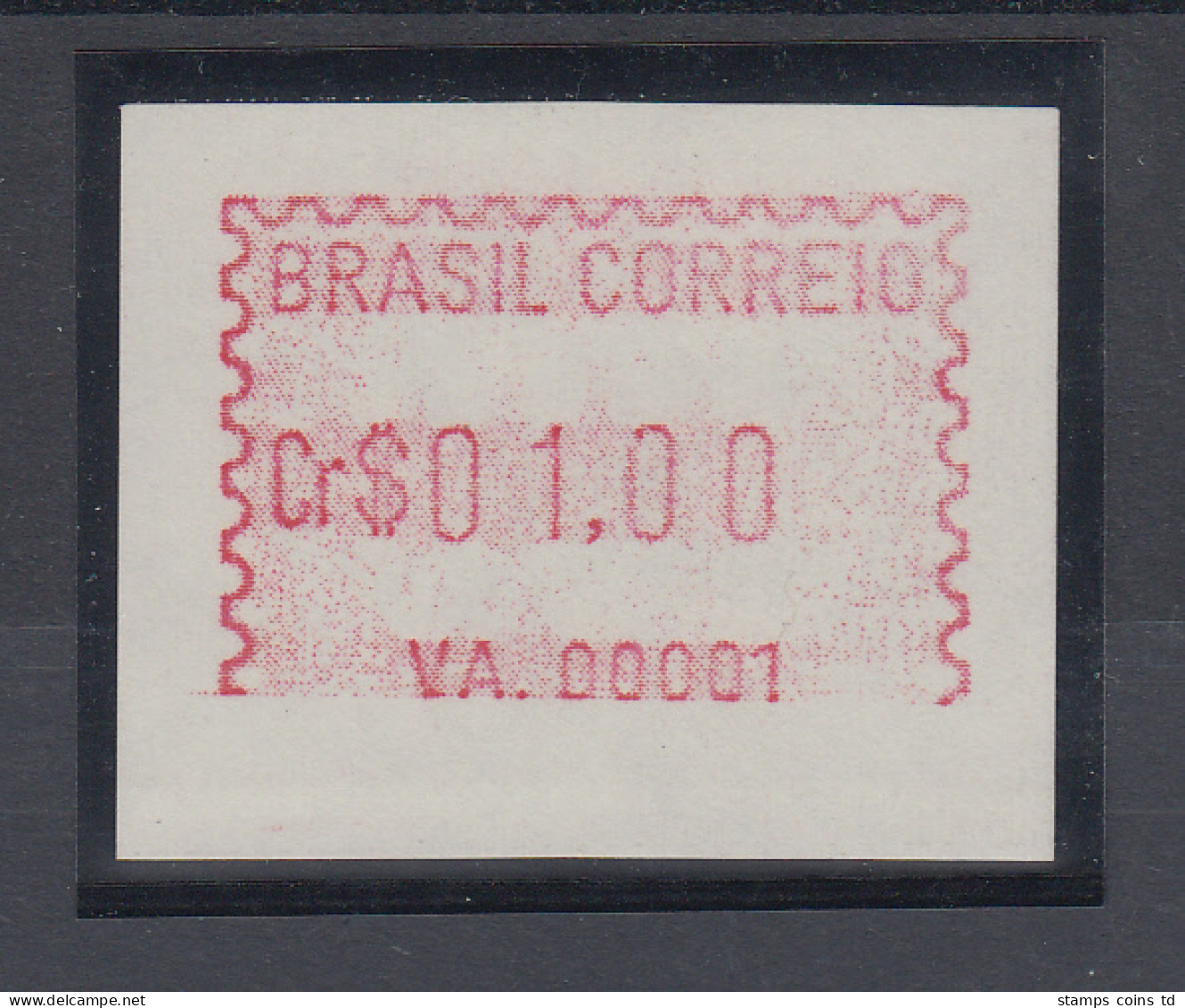 Brasilien ATM VA.00001 Aus OA Als GUMMIDRUCK, Wertstufe 01,00 Cr$ ** - Automatenmarken (Frama)