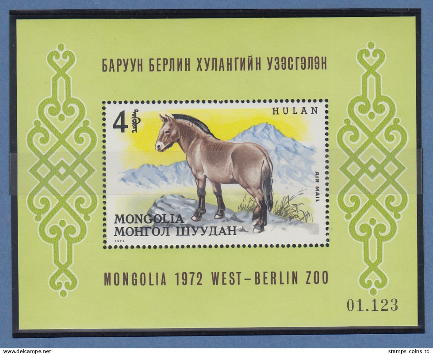 Mongolei 1972 Przewalskipferd Mi.-Nr. Block 28 **  - Mongolië