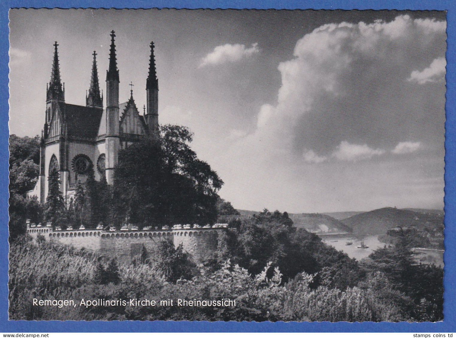 AK Remagen Apollinaris-Kirche Mit Rheinaussicht S/w , Unbeschrieben - 100 - 499 Karten