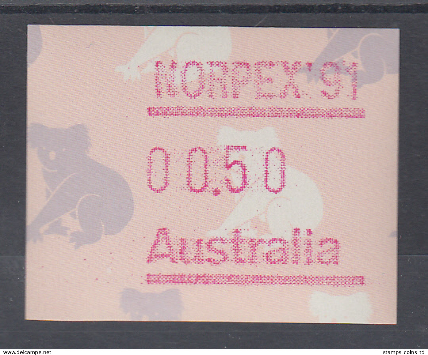 Australien Frama-ATM Koala, Sonderausgabe NORPEX `91 ** - Viñetas De Franqueo [ATM]