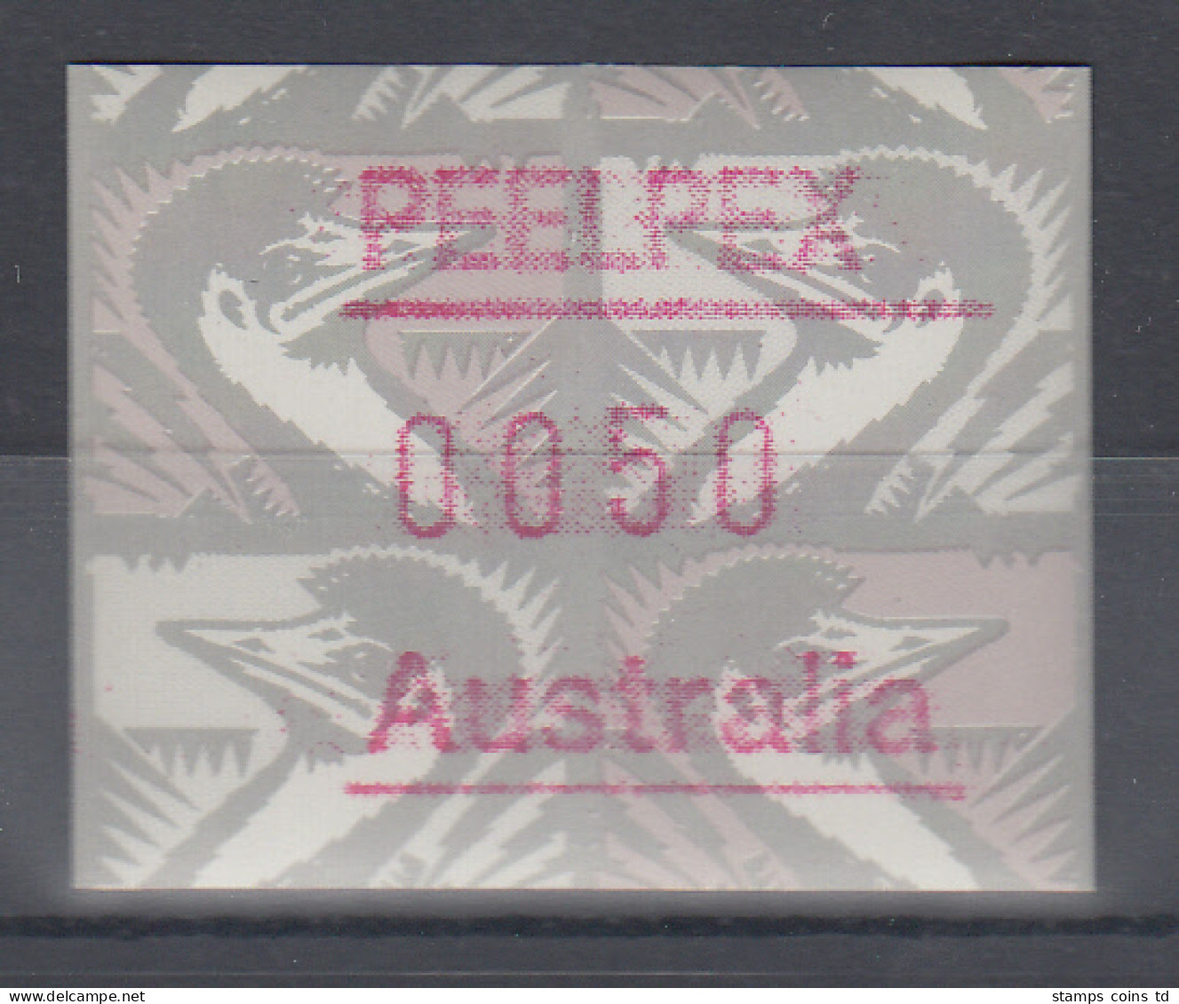 Australien Frama-ATM Emu Grau Sonderausgabe PEELPEX ** - Automatenmarken [ATM]