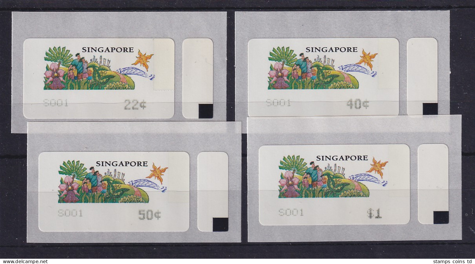 Singapur Metric-SAM-ATM Sunny Singapore Mi.-Nr. 8 Satz 22-40-50-$1 ** - Singapore (1959-...)