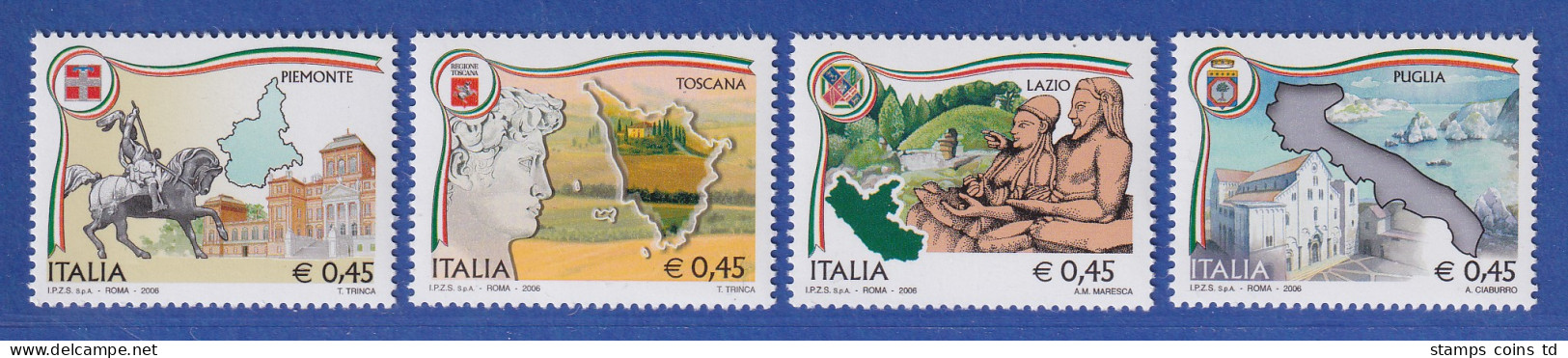 Italien 2006 Regionen Piemont, Toskana, Latium, Apulien Mi.-Nr. 3111-14 **  - Unclassified