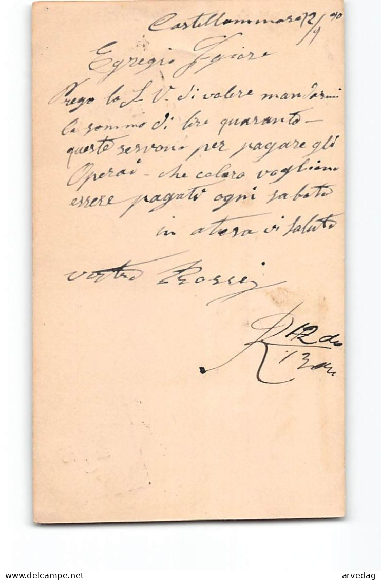 16267 01  CARTOLINA POSTALE CASTELLAMMARE DI STABIA X NAPOLI  1890 - Ganzsachen