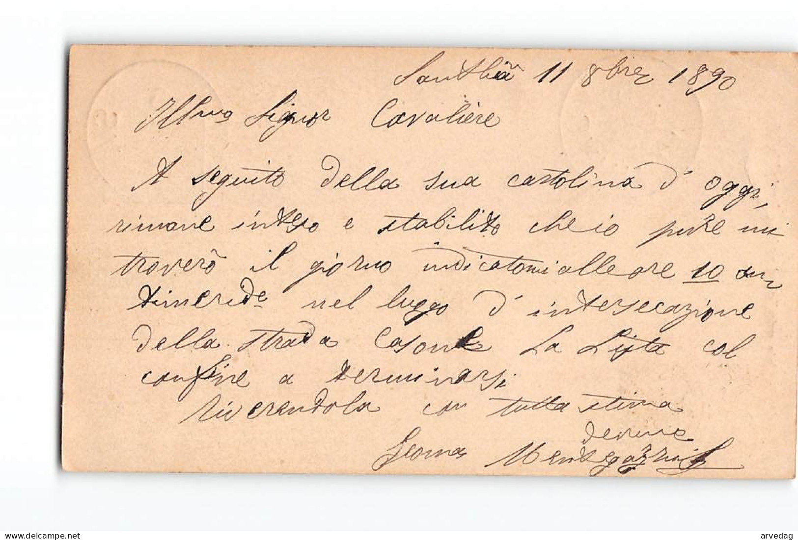 16268 01  CARTOLINA POSTALE SANTHIA X VERCELLI 1890 - Stamped Stationery