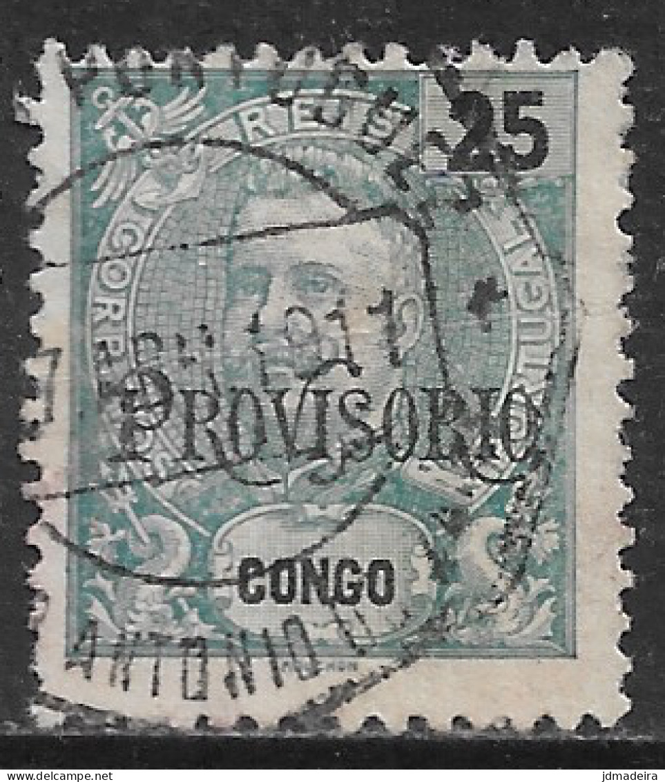 Portuguese Congo – 1902 King Carlos PROVISORIO 25 Réis Used Stamp SANTO ANTÓNIO DO ZAIRE Cancel - Congo Portugais