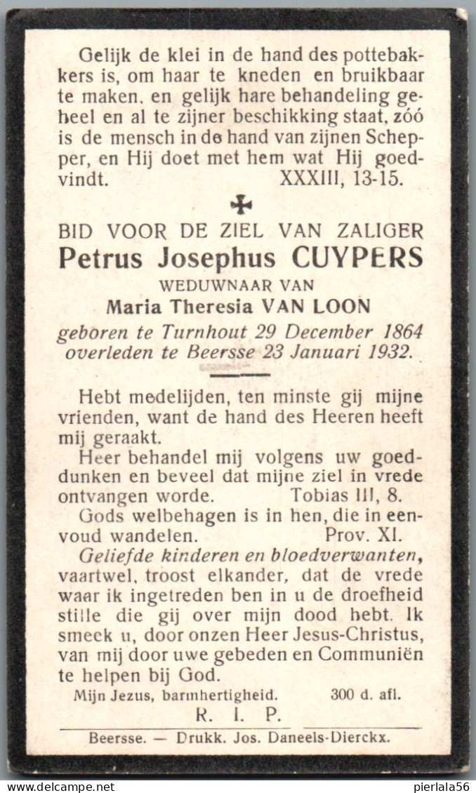 Bidprentje Turnhout - Cuypers Petrus Josephus (1864-1932) - Images Religieuses