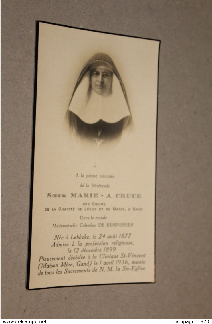 ANCIEN FAIRE PART DECES - SOEUR MARIE CRUCE ( NONNE NUN ) - LEBBEKE 1877 GENT 1936 - AVEC PHOTO - Obituary Notices