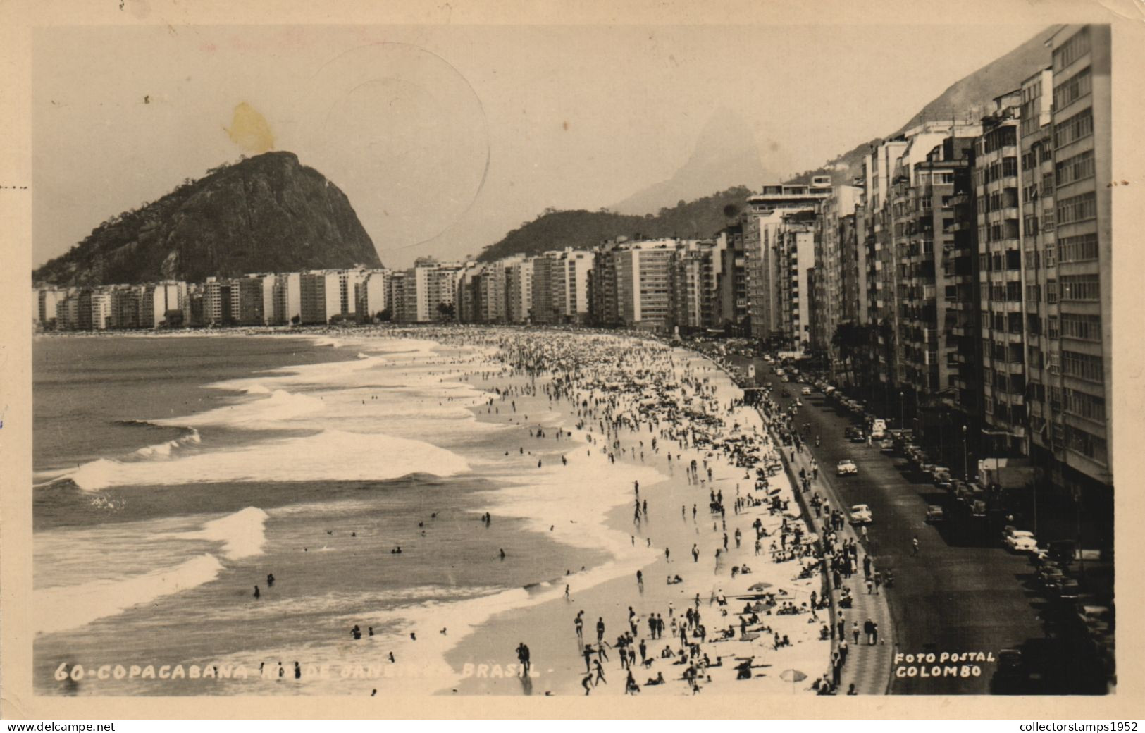 COPACABANA, ARCHITECTURE, MOUNTAIN, BEACH, CARS, BRAZIL, POSTCARD - Copacabana