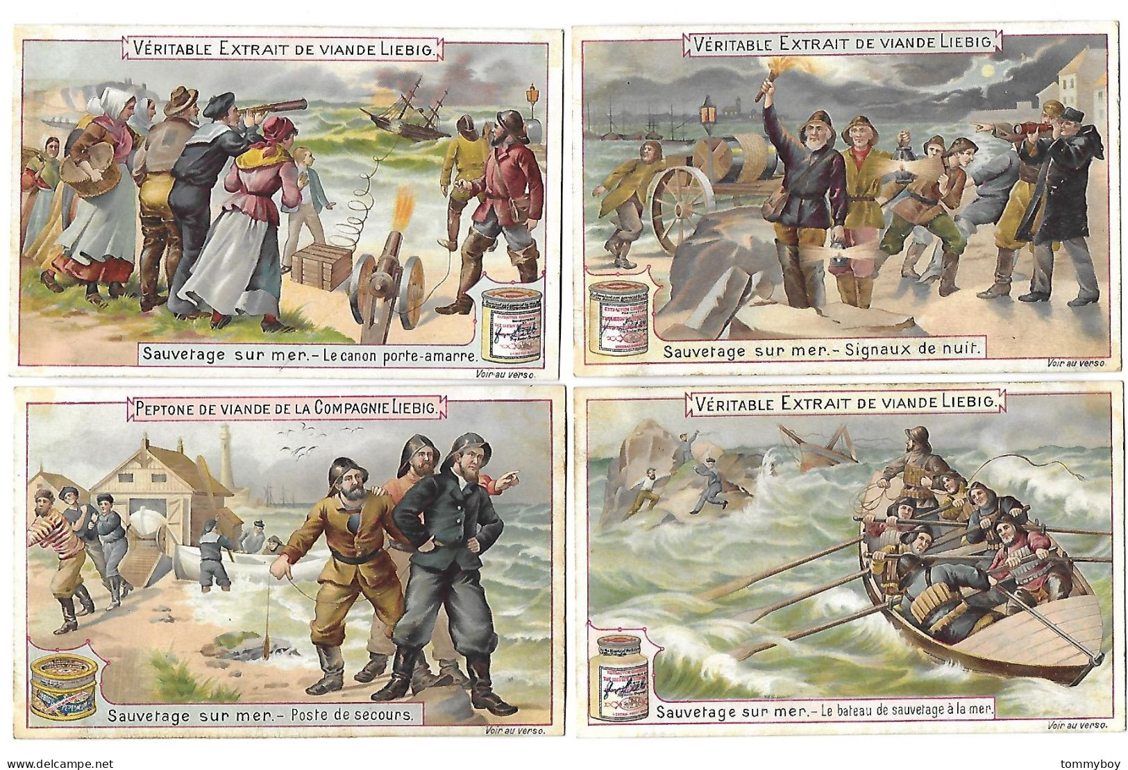 S 604, Liebig 6 Cards, Sauvetage Sur Mer (lower Condition) - Liebig