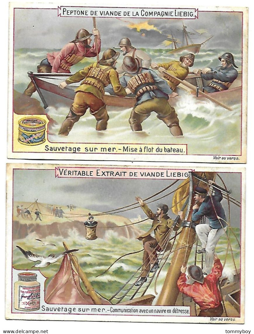 S 604, Liebig 6 Cards, Sauvetage Sur Mer (lower Condition) - Liebig