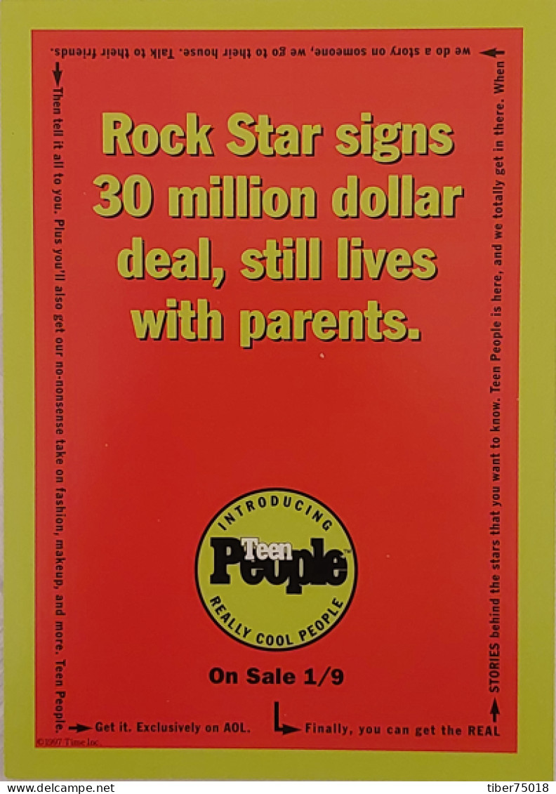 Carte Postale (Tower Records) Rock Star Signs 30 Million Dollar Deal, Still Lives With Parents - Teen People - Advertising