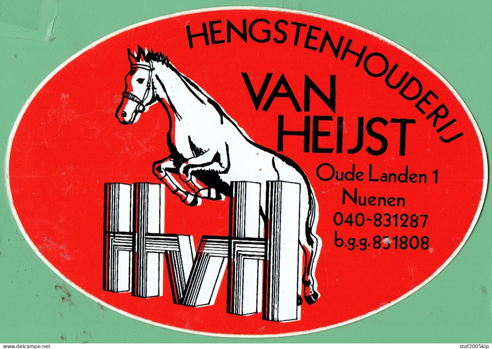 Sticker - HENGSTENHOUDERIJ VAN HEIJST - Oude Landen 1 Nuenen - Aufkleber