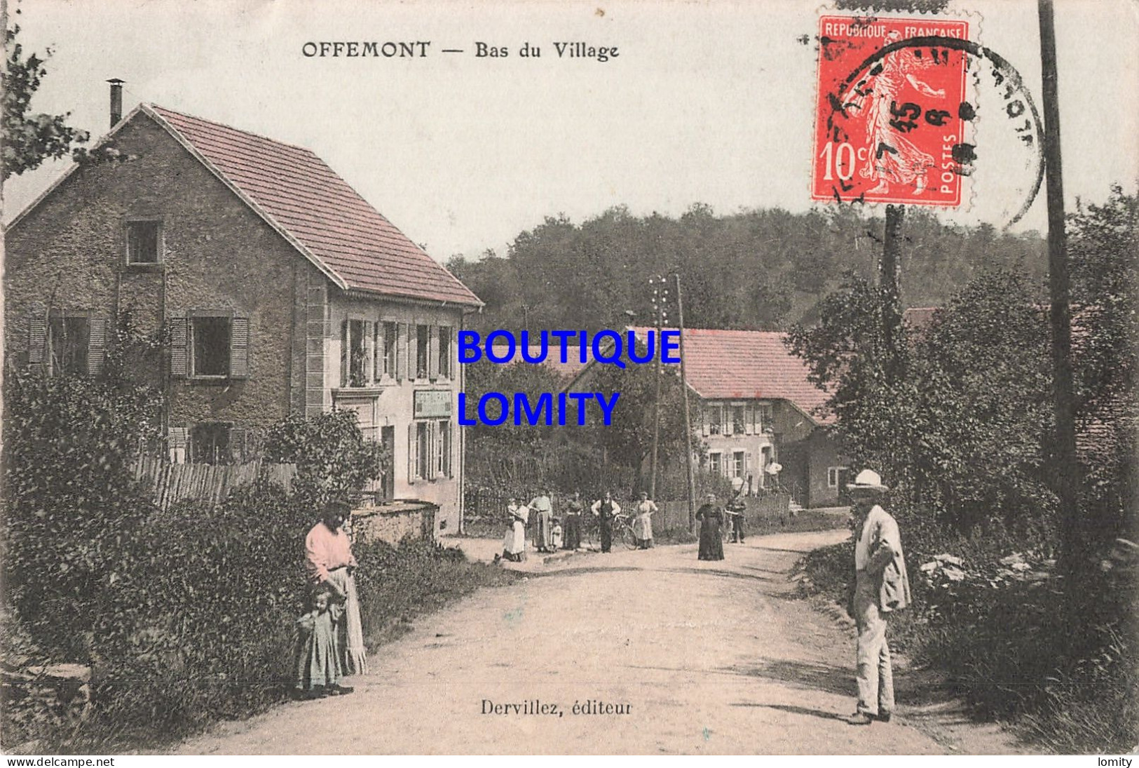 90 Offemont Bas Du Village CPA Animation Carte Couleur - Offemont