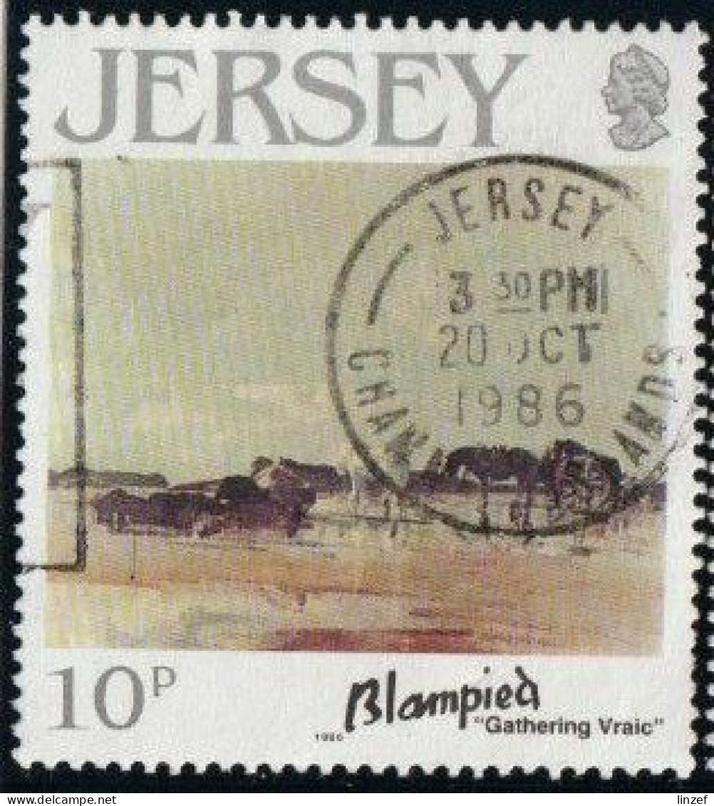 Jersey 1986 Yv. N°382 - "La Récolte Du Varech" D'Edmund Blampied - Oblitéré - Jersey