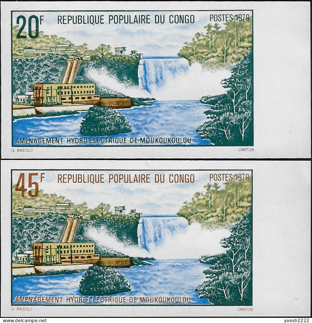 Congo Brazza 1979 Y&T558 Et 559, Non Dentelés. Aménagement Hydroélectrique Du Barrage De Moukoukoulou - Wasser