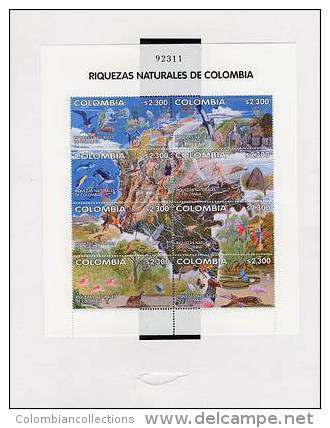 Lote 2186-9C, Colombia, 2002, Riquezas Naturales, Carpeta, Folder, Butterfly, Bird, Turtles, Fish, Bear, Fdc May Vary - Kolumbien