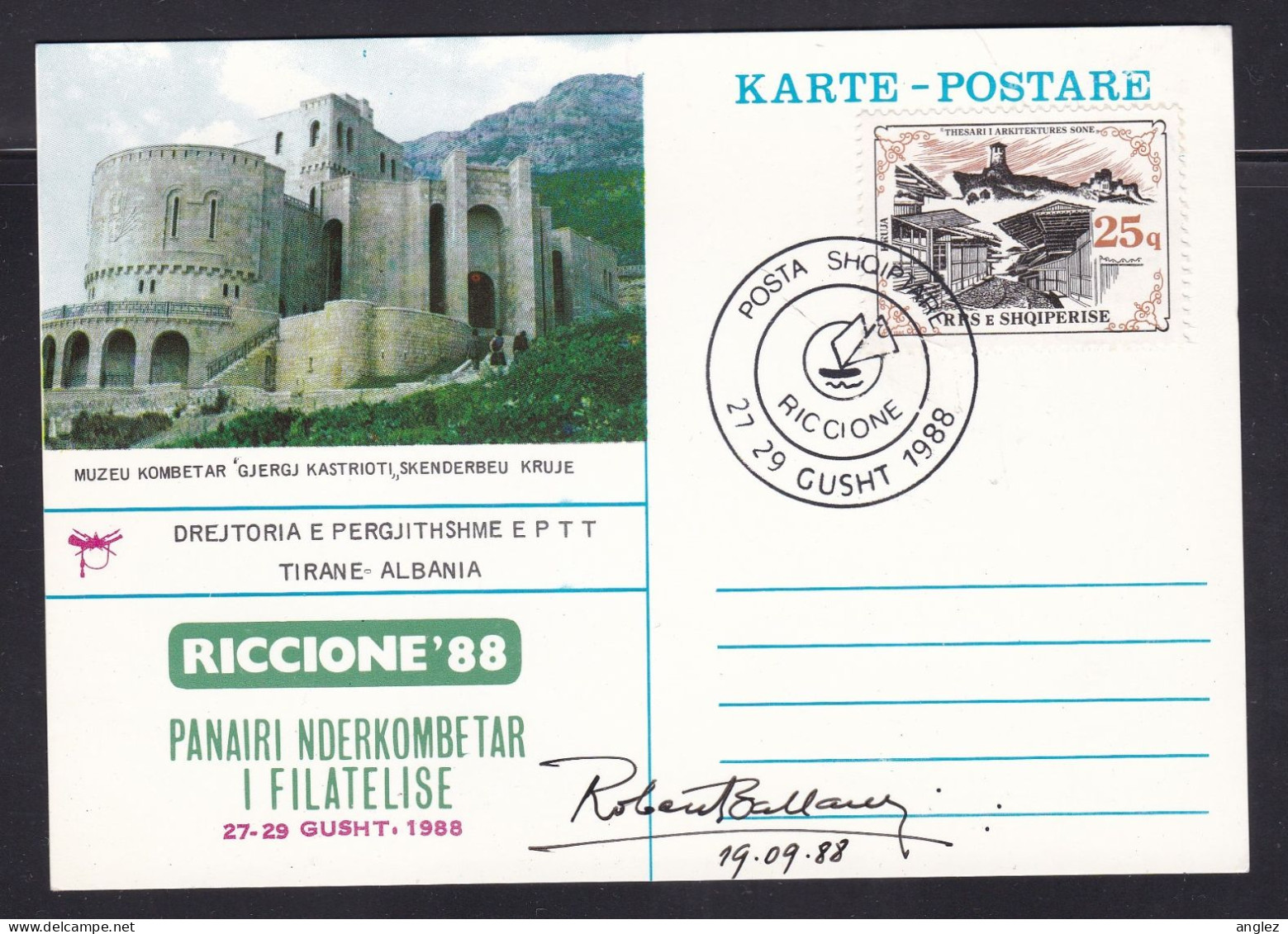 Albania - 1988 Souvenir Card For Riccione Italy Philatelic Exhibition - Albanie