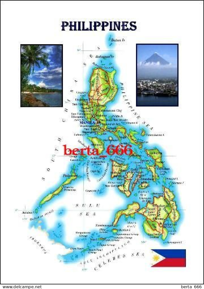 Philippines Country Map New Postcard * Carte Geographique * Landkarte - Filipinas