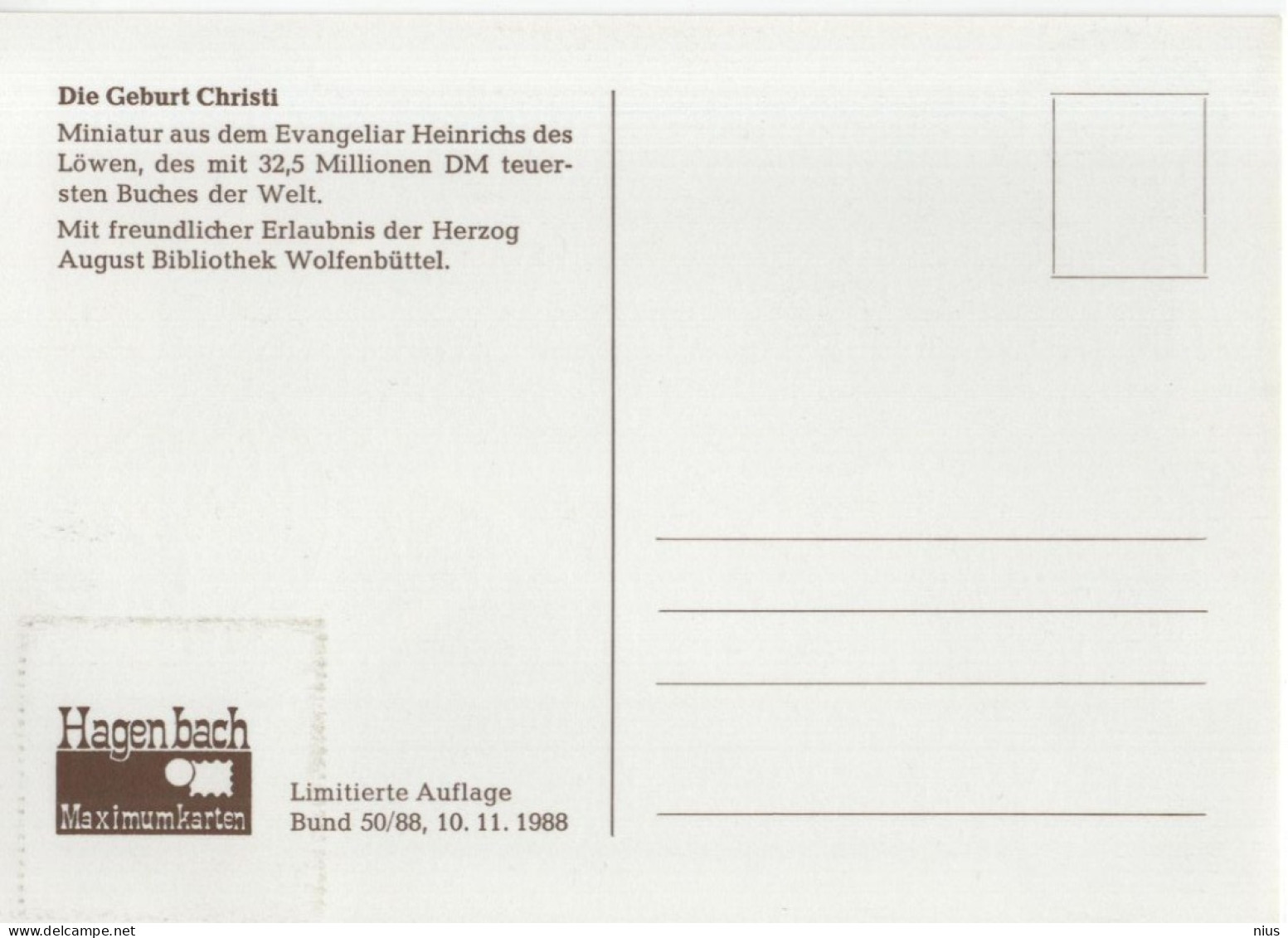 Germany Deutschland 1988 Maximum Card, Die Geburt Christi, Weihnachten Weihnachts Weihnacht Christmas, Canceled In Bonn - 1981-2000