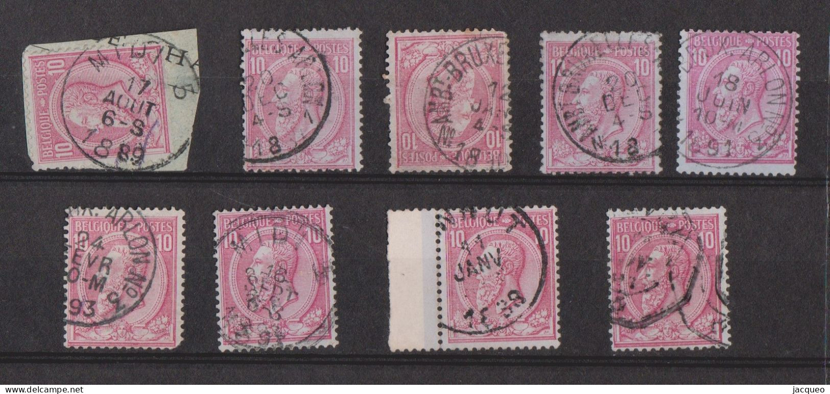 N° 46  OBL. AMB BRUX.ARLON  N°1 - N3 ( 2 ) SANS N° ( 2 ) MIDI 5  -  OBL TELEGRAPHE ET BDF.9 TIMBRES - 1884-1891 Leopold II.