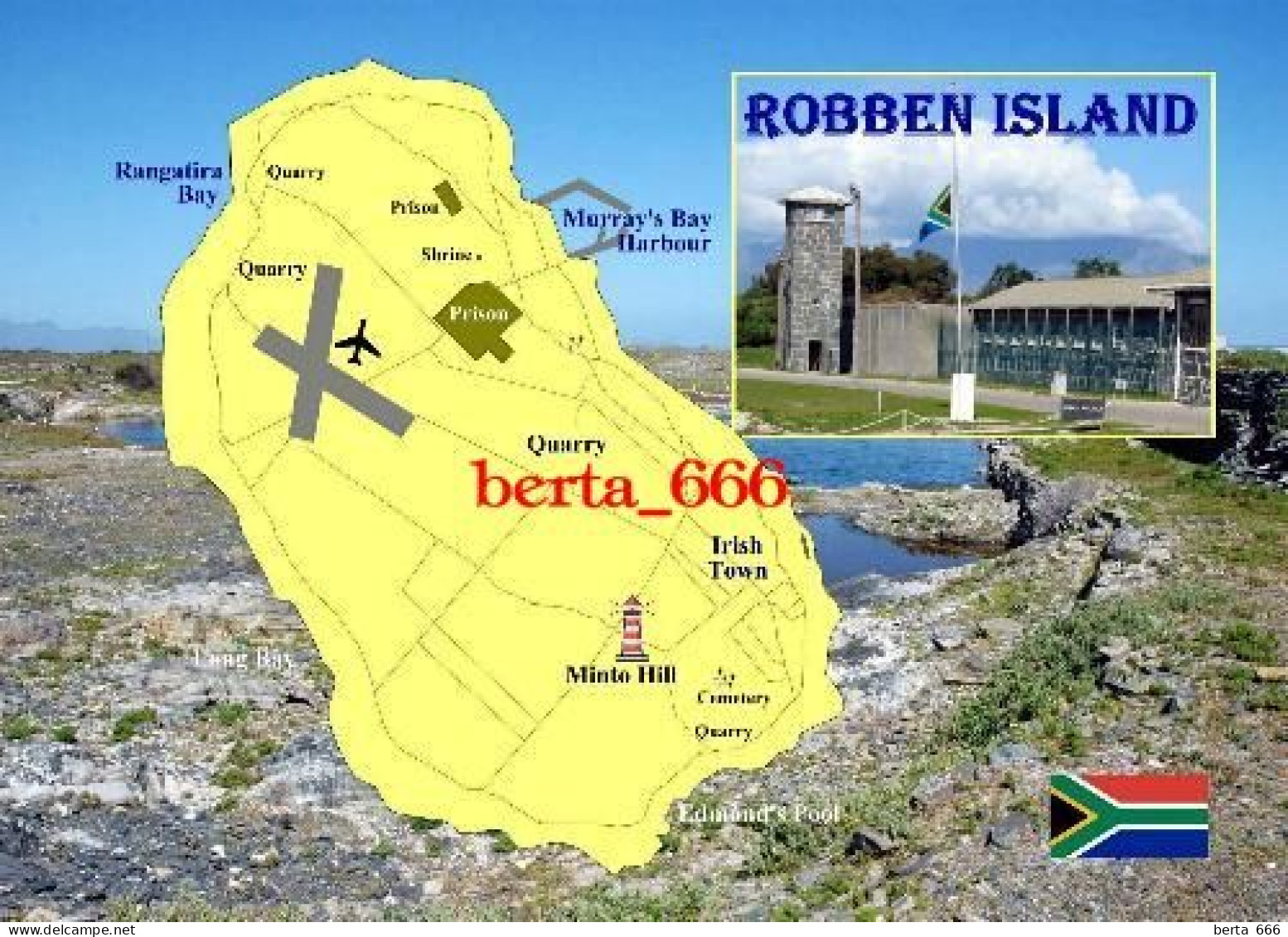 Robben Island Map UNESCO New Postcard * Carte Geographique * Landkarte - South Africa