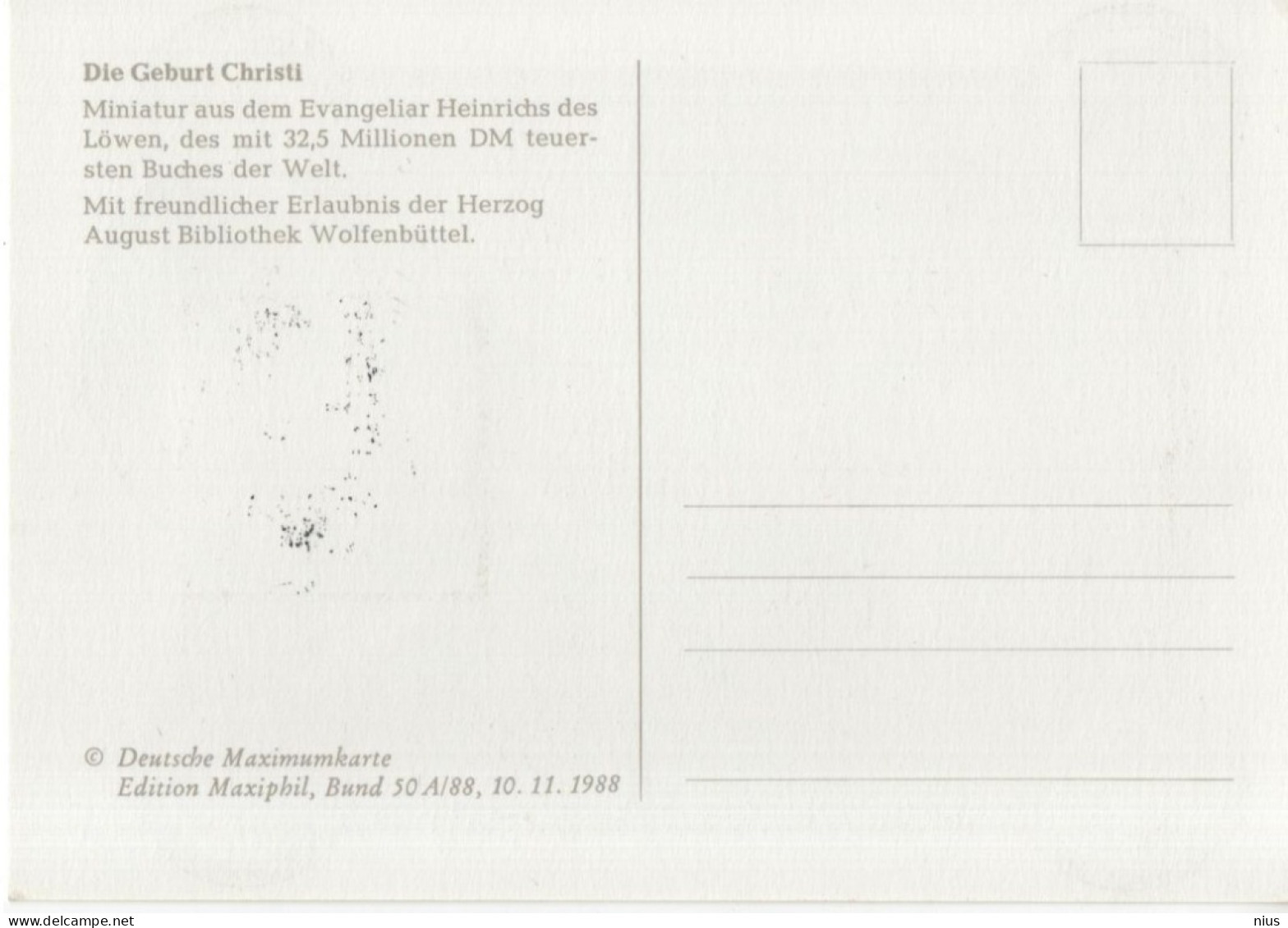 Germany Deutschland 1988 Maximum Card, Die Geburt Christi, Weihnachten Weihnachts Weihnacht Christmas, Braunschweig - 1981-2000