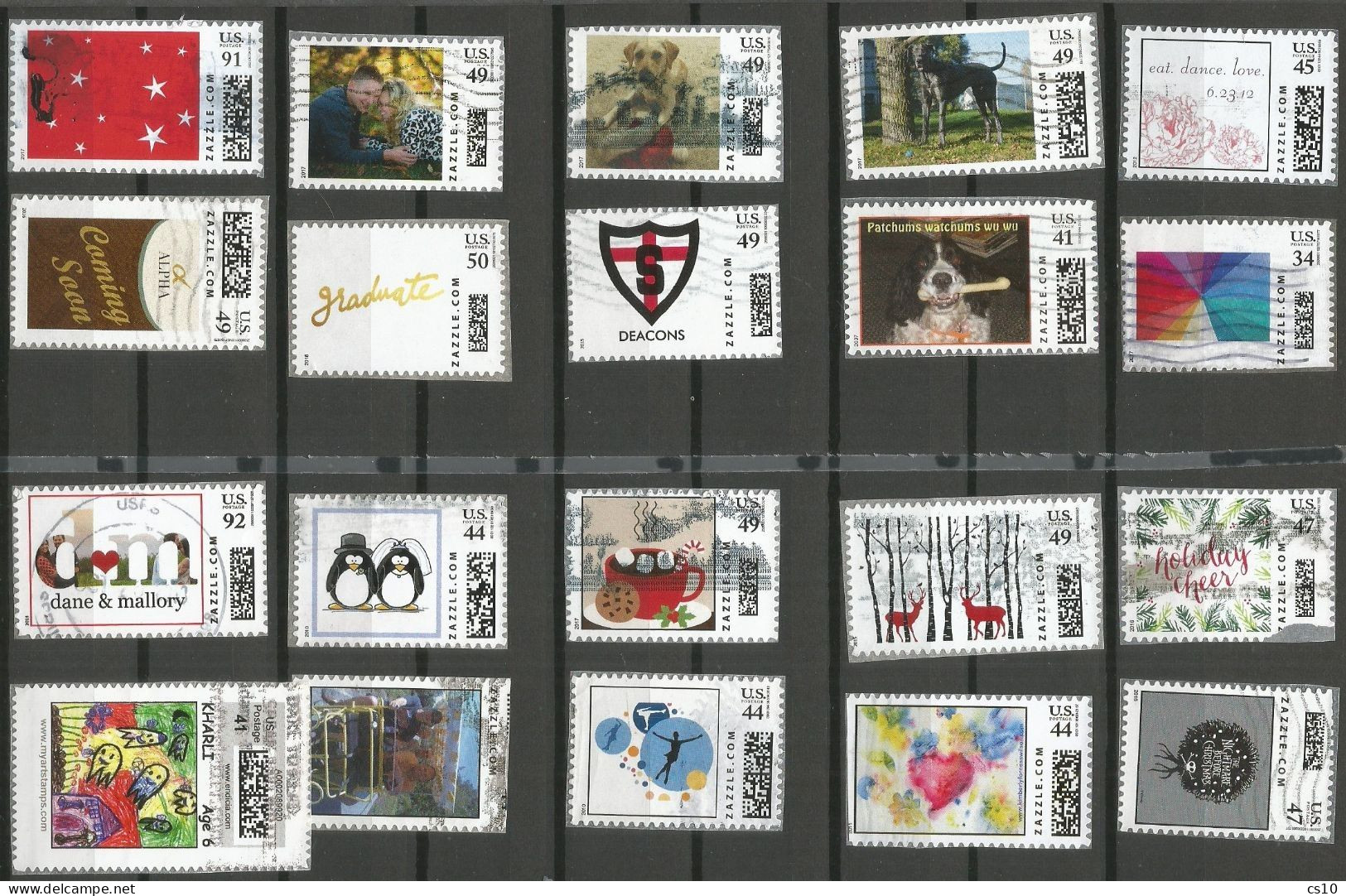 USA ATM Computer Vended Endicia & Zazzle Personalized Photo Stamps & Labels Used Lot #20 Pcs - Posta