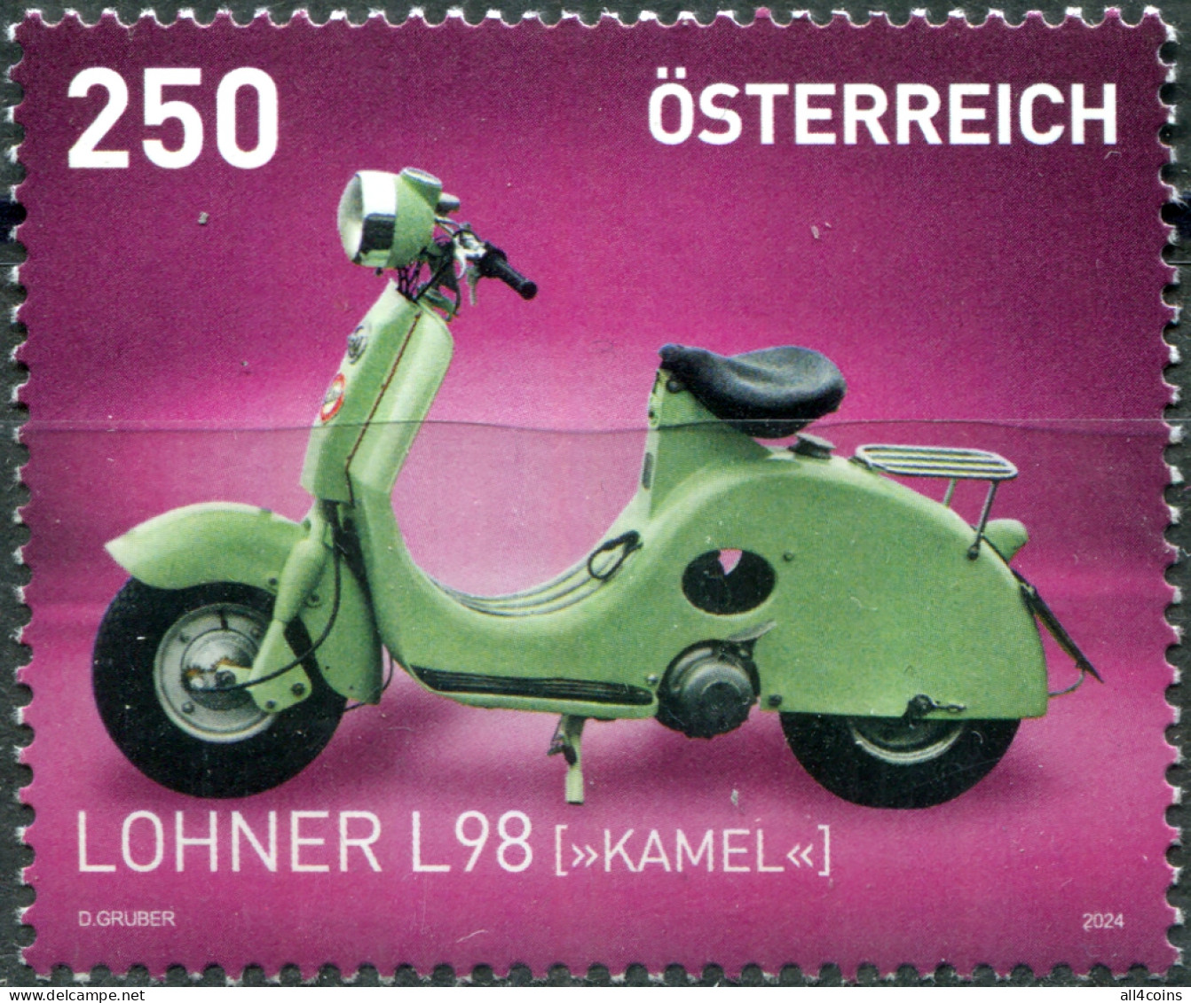 Austria 2024. Motorbikes. Lohner L98 Kamel (MNH OG) Stamp - Neufs