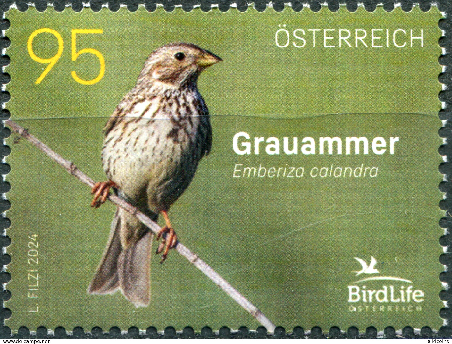 Austria 2024. Corn Bunting (Emberiza Calandra) (MNH OG) Stamp - Neufs