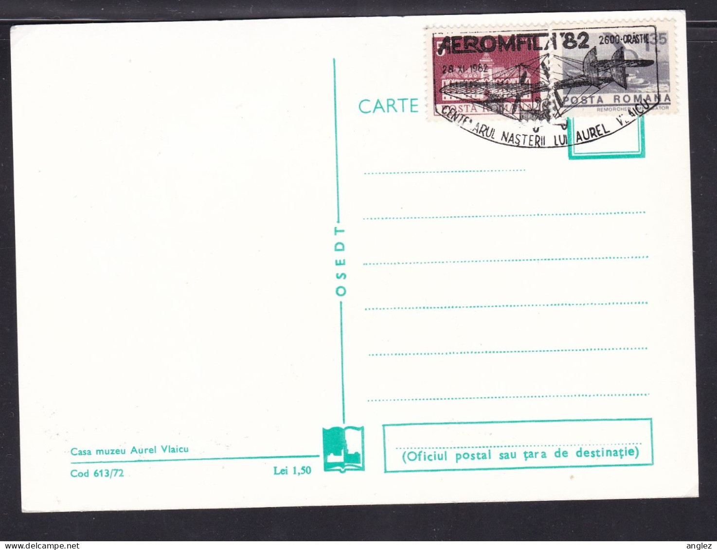 Romania - 1982 Aeromfila Exhibition Souvenir Card With Pictorial Handstamp - Cartas & Documentos